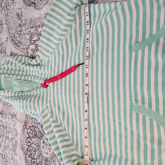 Women's size small Tek Gear Turquoise and white striped hooded sweatshirt. - Picture 6 of 8